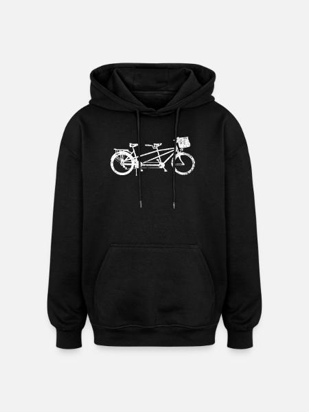 Tandem Bicycle Silhouette - Oversized Unisex Hoodie - black