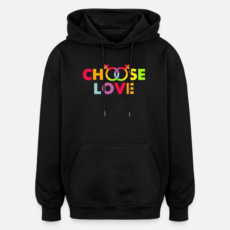 LGBT, arc en ciel, gay - Sweat à capuche oversize unisexe - noir