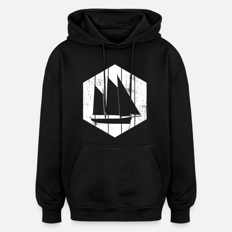 Segelboot - Oversized Unisex Hoodie - Schwarz