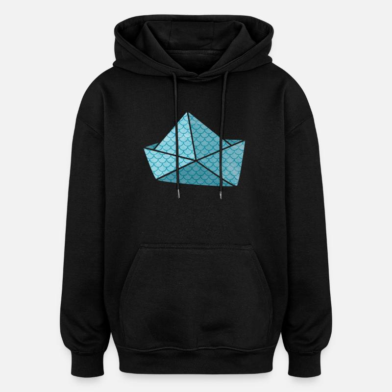 Papierboot Fisch Schuppen urlaubsreif Schiff Boot - Oversized Unisex Hoodie - Schwarz
