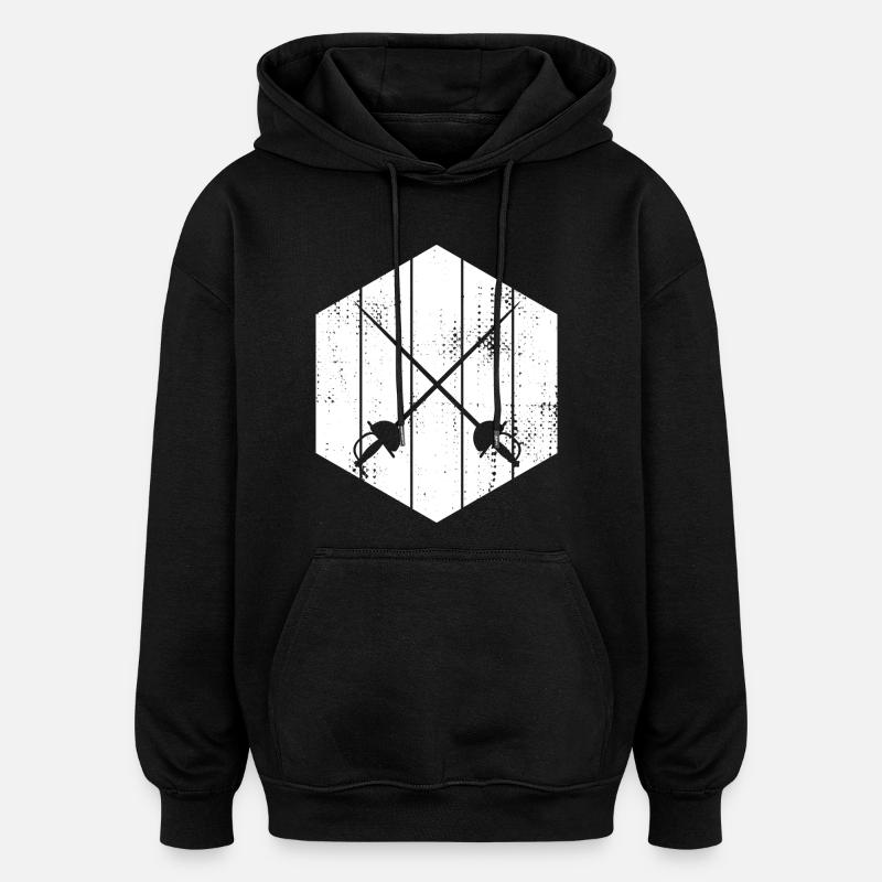 Fechter Schwerter Skizze - Oversized Unisex Hoodie - Schwarz