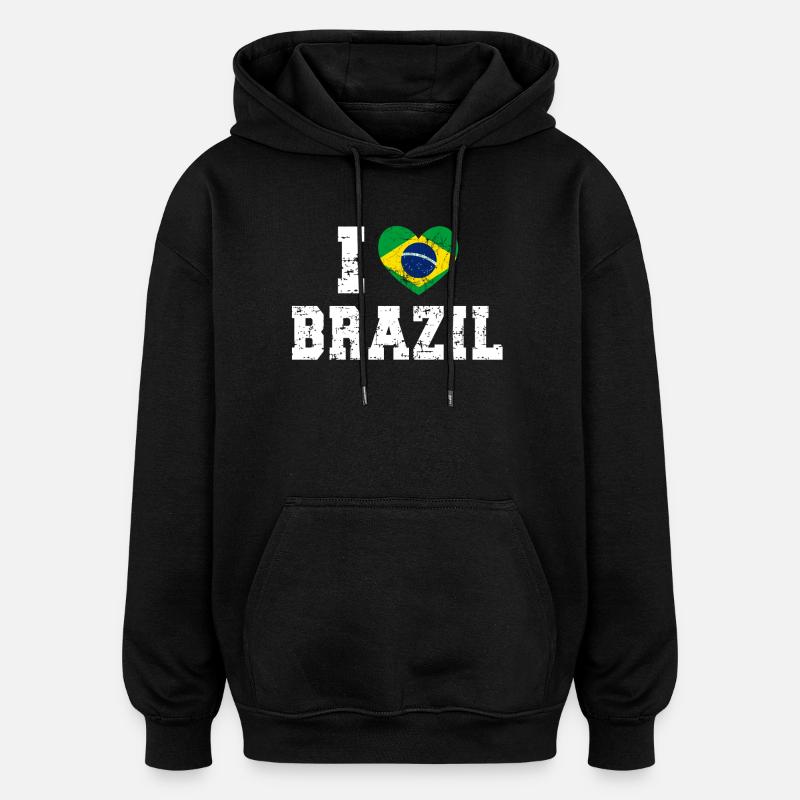 Brésil - Sweat à capuche oversize unisexe - noir