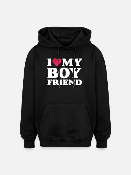 J’aime mon petit ami - Sweat à capuche oversize unisexe - noir