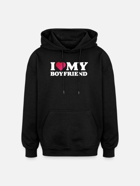 J’aime mon petit ami - Sweat à capuche oversize unisexe - noir