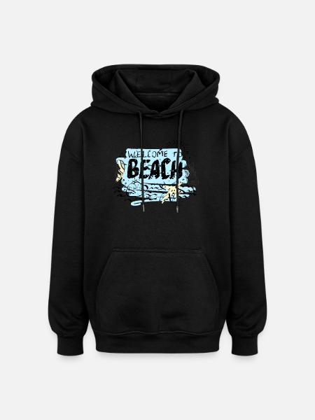 Willkommen bei Beach Scene - Oversized Unisex Hoodie - Schwarz