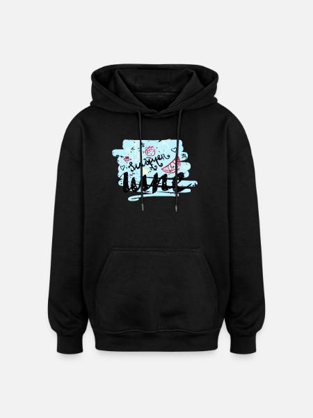 Summer Scribble Fruits - Oversized Unisex Hoodie - black