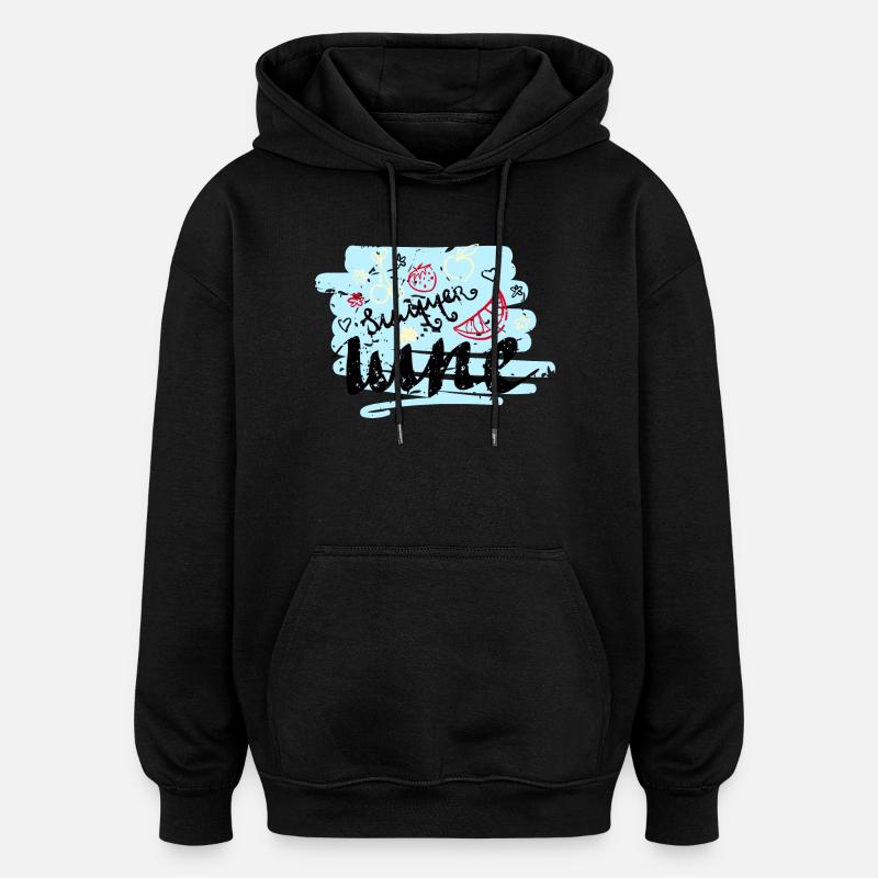 Sommer Scribble Früchte - Oversized Unisex Hoodie - Schwarz