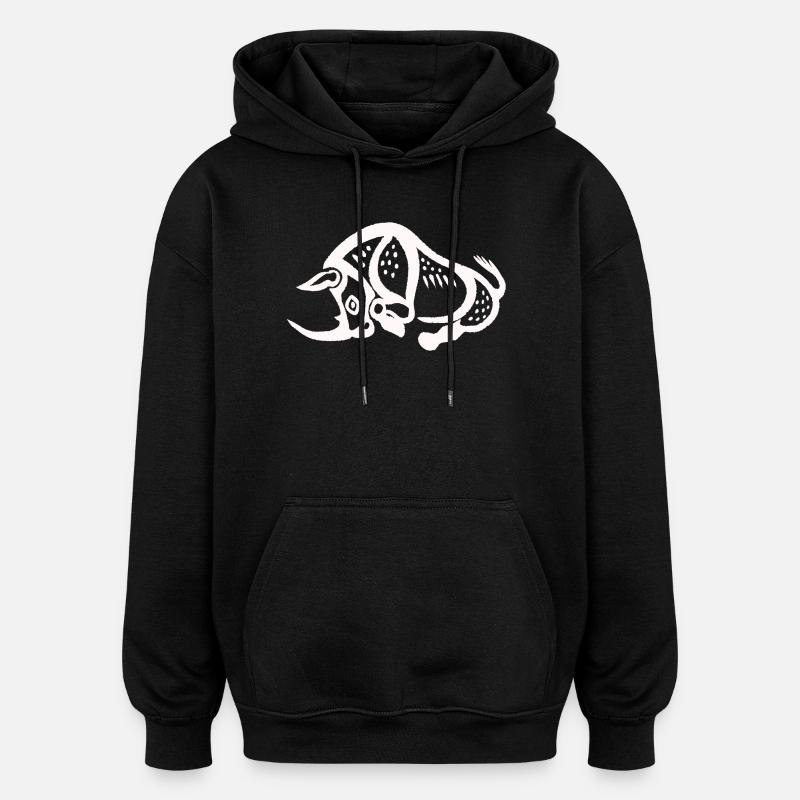 Rhinocéros préhistorique - Blanc - Sweat à capuche oversize unisexe - noir
