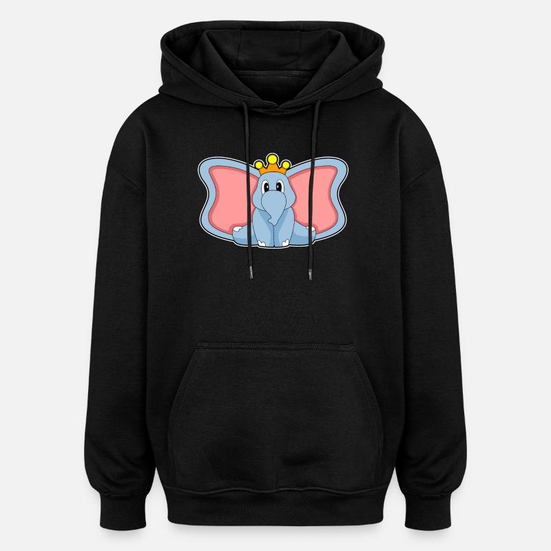 Elephant Crown - Oversized Unisex Hoodie - black