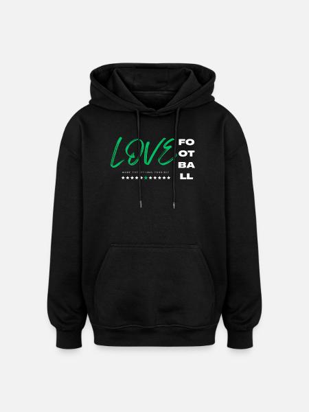 Ich liebe Fußball grün - Oversized Unisex Hoodie - Schwarz