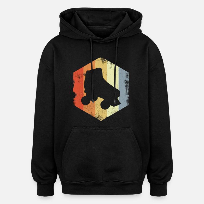 Retro Rollschuhe - Oversized Unisex Hoodie - Schwarz