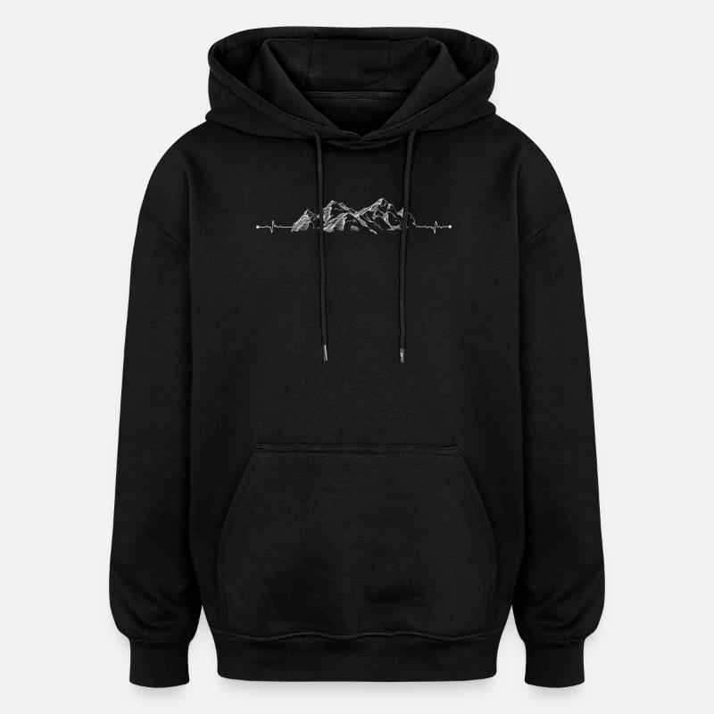 Alpine Pulse Peak - Oversized Unisex Hoodie - black