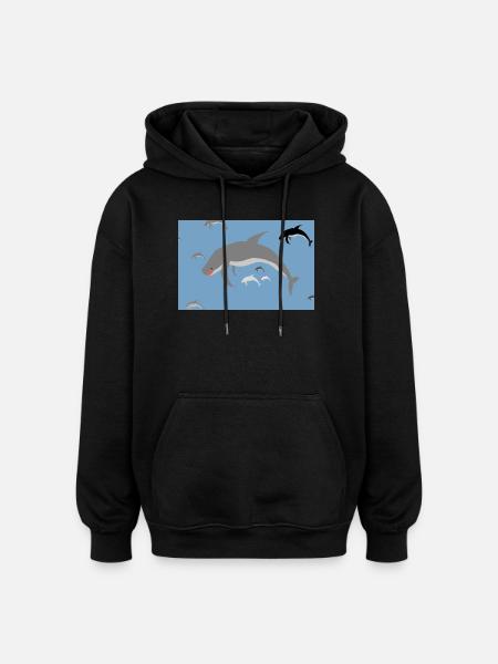 Delfinenschwarm Blaues Meer - Oversized Unisex Hoodie - Schwarz