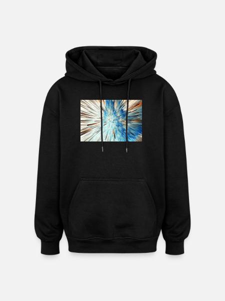 Radiale Blaue Explosion - Oversized Unisex Hoodie - Schwarz