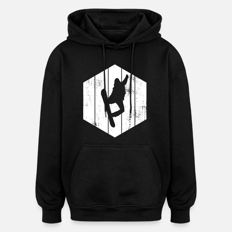 Snowboarder Drawing - Oversized Unisex Hoodie - black