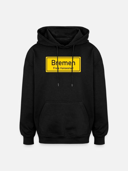 Bremen place name sign Germany - Oversized Unisex Hoodie - black