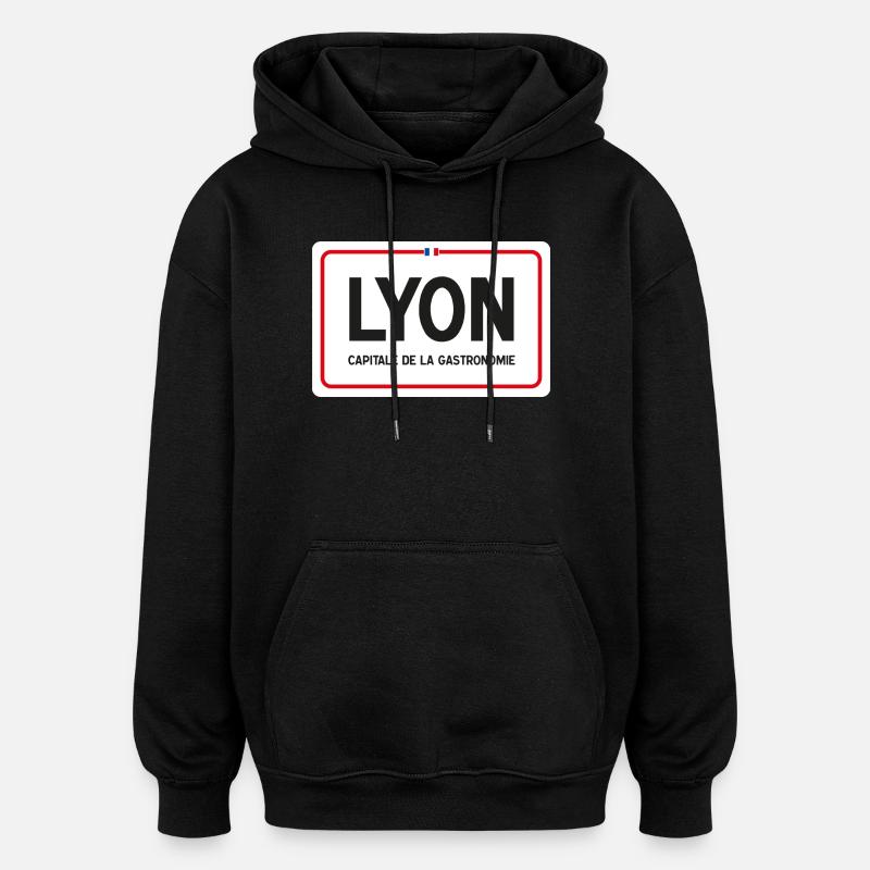 Lyon town sign - Oversized Unisex Hoodie - black