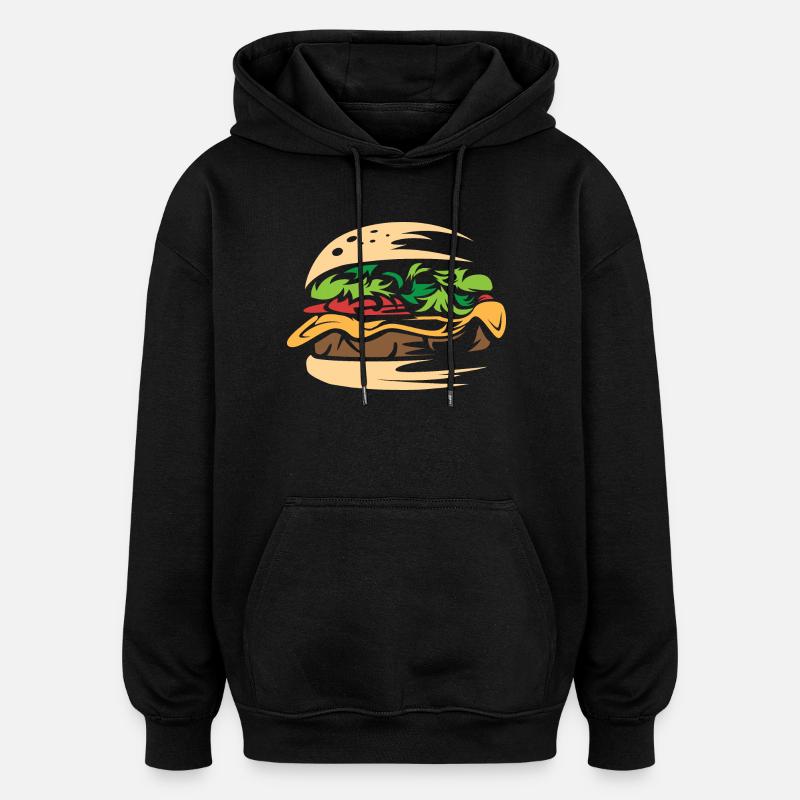 Juicy Burger Smash Restaurant Maison - Sweat à capuche oversize unisexe - noir
