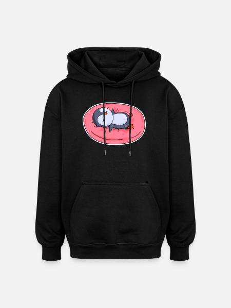 Pinguin - Oversized Unisex Hoodie - Schwarz