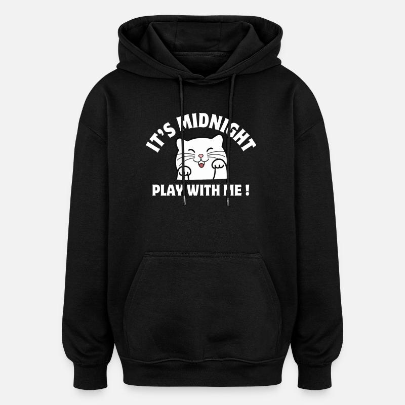 Mitternacht, Katze, Katze Humor - Oversized Unisex Hoodie - Schwarz