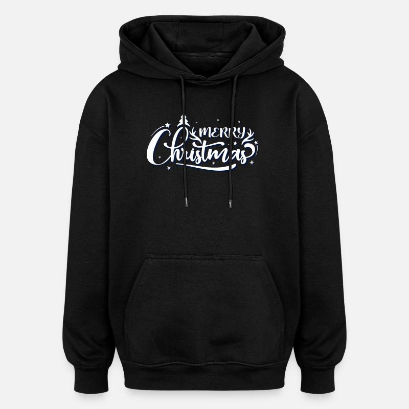 Ornate Merry Christmas Script - Oversized Unisex Hoodie - black