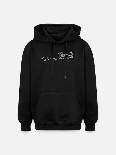Heartbeat Santa Sleigh Art - Oversized Unisex Hoodie - black