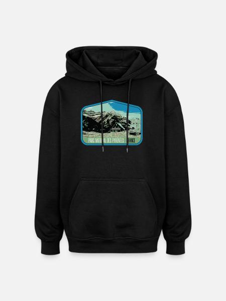 Pyrenees Landscape Escutcheon: Authentic Nature - Oversized Unisex Hoodie - black