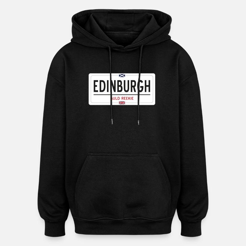 Panneau de la ville d’Édimbourg - Sweat à capuche oversize unisexe - noir
