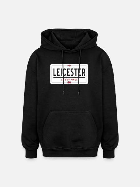 Leicester town sign - Oversized Unisex Hoodie - black