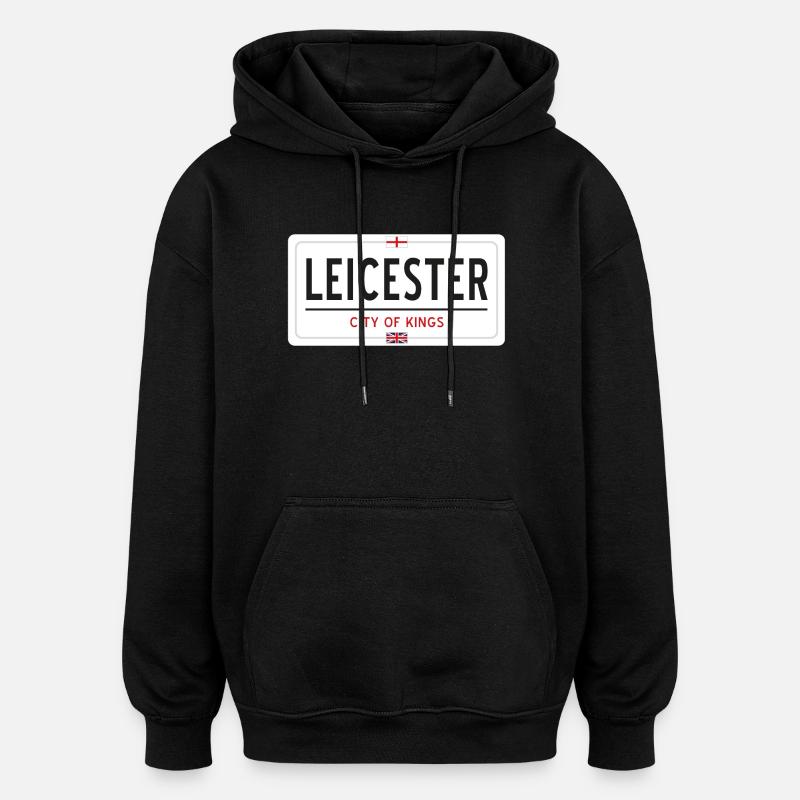 Leicester town sign - Oversized Unisex Hoodie - black