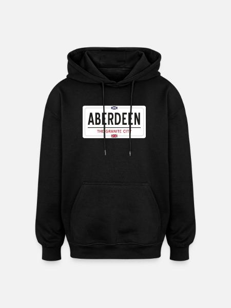 Aberdeen town sign - Oversized Unisex Hoodie - black