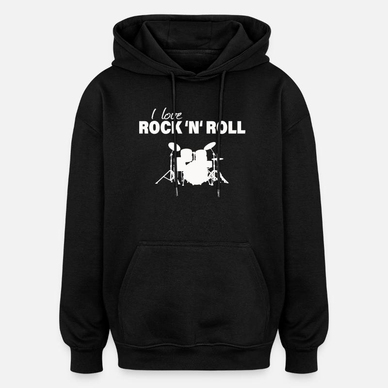 J’ADORE LE ROCK 'N' ROLL - Sweat à capuche oversize unisexe - noir