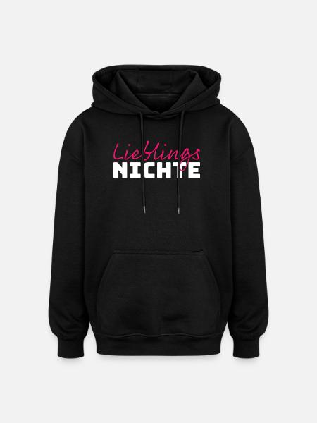 Lieblingsnichte Tshirt pink white - Oversized Unisex Hoodie - Schwarz