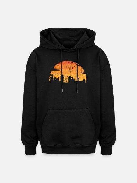 Sunset Skyline Silhouette - Oversized Unisex Hoodie - black