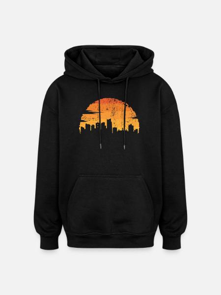 Sunset Skyline Silhouette - Oversized Unisex Hoodie - black