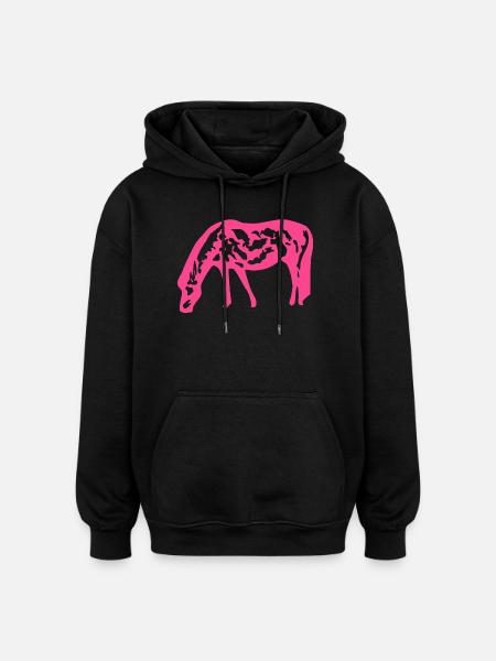 Cheval rose rose - Sweat à capuche oversize unisexe - noir