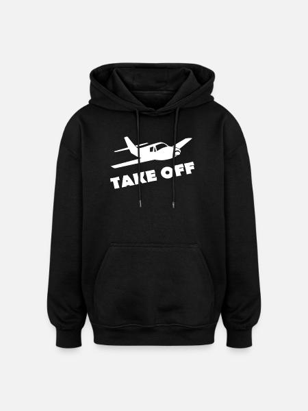 TAKE OFF - Oversized Unisex Hoodie - black