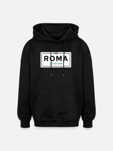 Rom Ortsschild - Oversized Unisex Hoodie - Schwarz