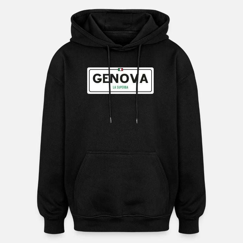 Genova place name sign - Oversized Unisex Hoodie - black