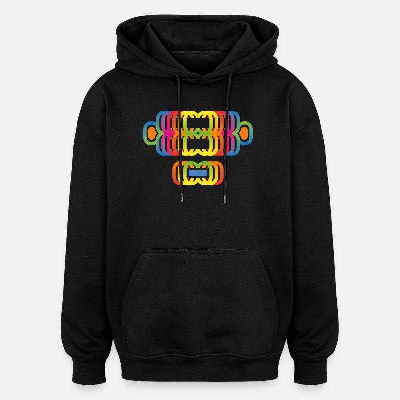 Arc-en-ciel couleur singe - Sweat à capuche oversize unisexe - noir