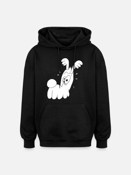 Funny White Dog - Oversized Unisex Hoodie - black