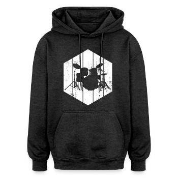 Drumset Zeichnung - Oversized Unisex Hoodie - Anthrazit - Vorne - Noah (186cm)