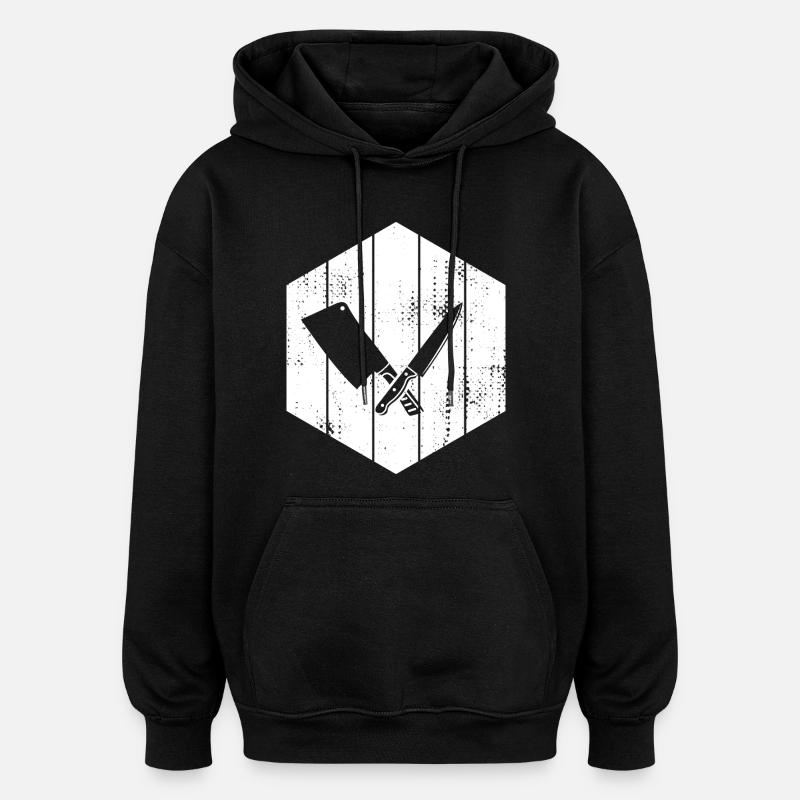 Messer Hackbeil Zeichnung - Oversized Unisex Hoodie - Schwarz