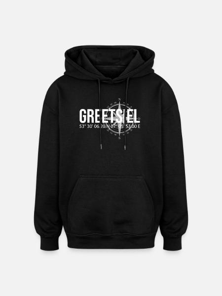 Koordinaten Greetsiel - Oversized Unisex Hoodie - Schwarz