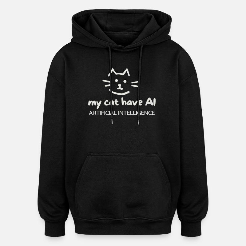 Cat Artificial Intelligence Motif - Oversized Unisex Hoodie - black
