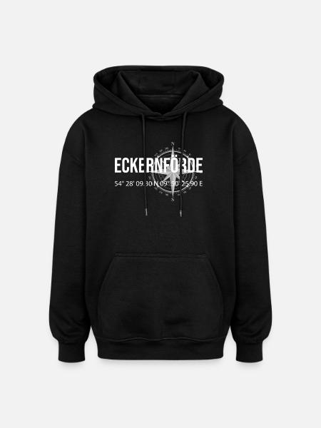 Koordinaten Eckernförde - Oversized Unisex Hoodie - Schwarz