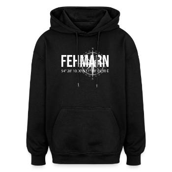 Koordinaten Fehmarn - Oversized Unisex Hoodie - Schwarz - Vorne - Noah (186cm)