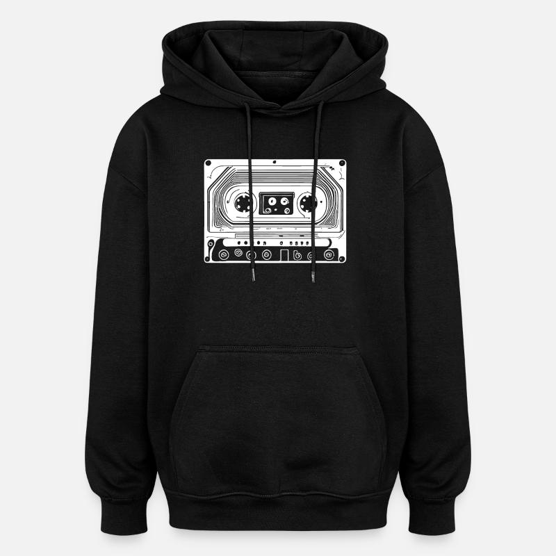 Cassette audio au design rétro - Sweat à capuche oversize unisexe - noir