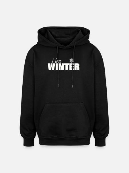 i love winter - Oversized Unisex Hoodie - black