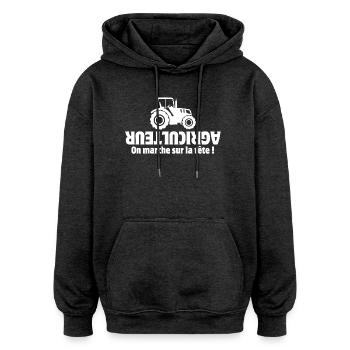 farmer, farmer, peasant, tractor - Oversized Unisex Hoodie - charcoal grey - Front - Noah (186cm)